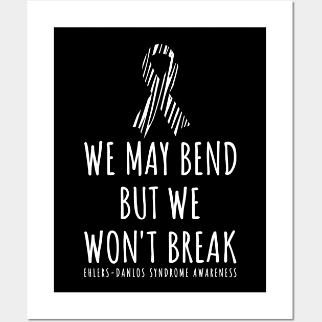 Ehlers Danlos We May Bend But We Won't Break Zebra Ribbon Wall Art by Jesabee Designs